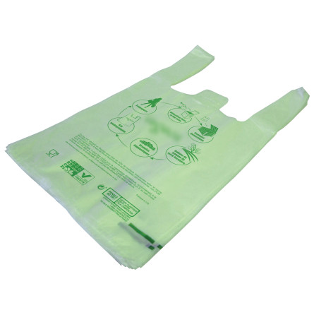 Sac plastique liassé à bretelles biodégradable et compostable   - 3 tailles